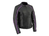 Purple Angel Wings Women Leather Jacket 