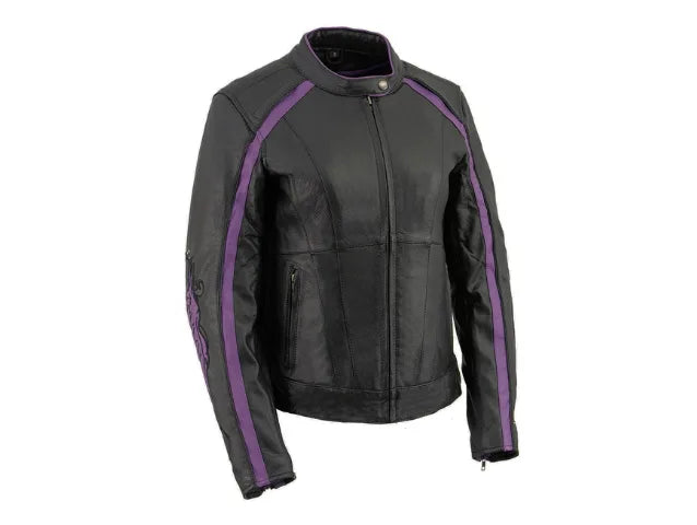 Purple Angel Wings Women Leather Jacket 