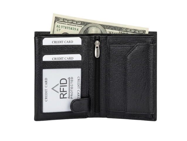 Rfid Black Leather Wallet (S-224)