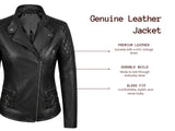Women’s Black Leather Biker Jacket Cross Zip Style 