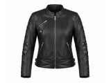 Women's Black 'Phoenix Embroidered' Leather Motorcycle Jacket 