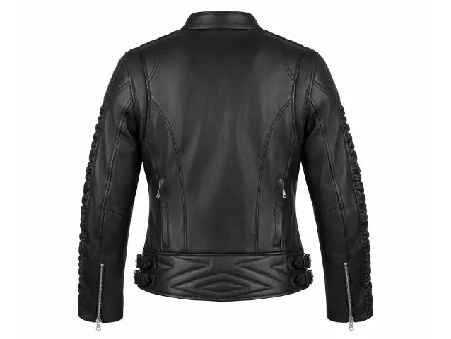 Women's Black 'Phoenix Embroidered' Leather Motorcycle Jacket 