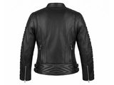 Women's Black 'Phoenix Embroidered' Leather Motorcycle Jacket 