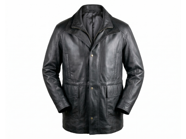 Men's Classic Soft Leather Parka Long Jacket 