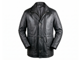 Men's Classic Soft Leather Parka Long Jacket 