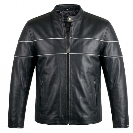 Men’s Grey Stripe Leather Jacket