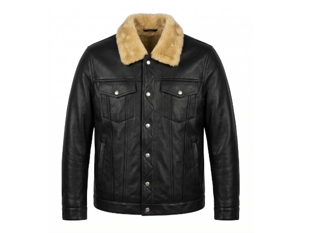 Men’s Black Fur Leather Jacket