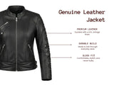Women's Black 'Phoenix Embroidered' Leather Motorcycle Jacket 