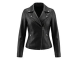 Ladies Biker Black Overfold Jacket 