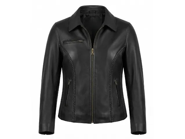 Genuine Black Leather Jacket For Women 