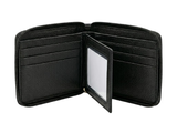 Rfid Black Leather Zip Around Wallet