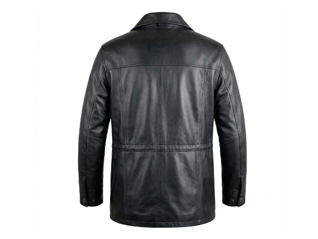 Men's Classic Soft Leather Parka Long Jacket 