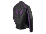 Purple Angel Wings Women Leather Jacket 