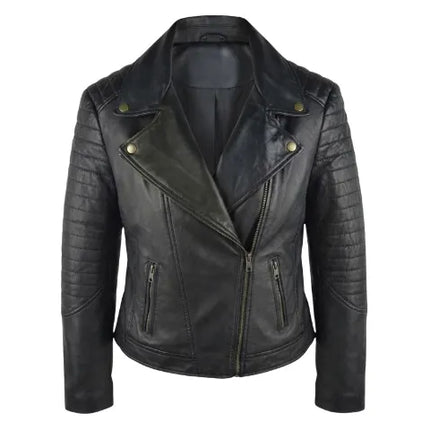 Genuine Black Biker Leather Jacket For Women 