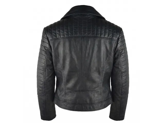 Genuine Black Biker Leather Jacket For Women 