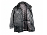 Men's Classic Soft Leather Parka Long Jacket 