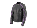 Purple Angel Wings Women Leather Jacket 