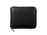 Rfid Black Leather Zip Around Wallet
