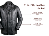 Men's Classic Soft Leather Parka Long Jacket 