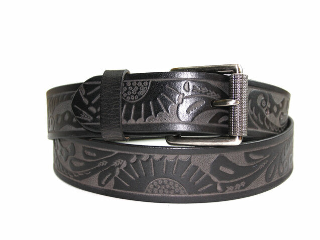 Black Engraved Print Belt