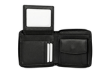 Rfid Black Leather Zip Around Wallet