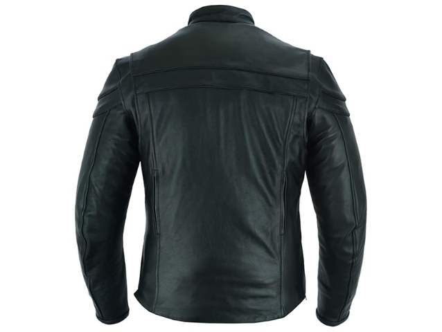 Men’s Plain Black Biker Leather Jacket