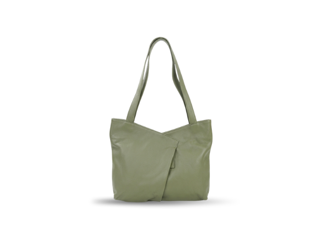 Leather Tote Bag (Olive) (SN-333)