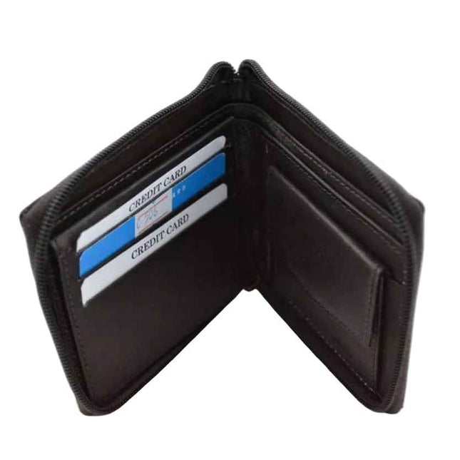 Black Zipper Leather Wallet (SN-506)