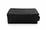 Premium Genuine Leather Toiletry Bag for Men | Double Zipper Travel Dopp Kit