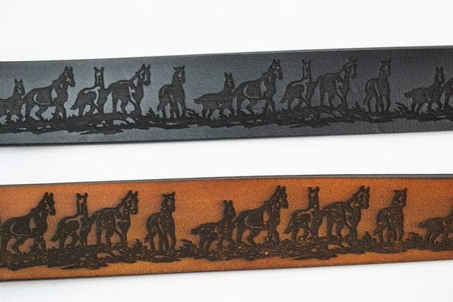 Black / Tan Horse Design Belt (S-341)
