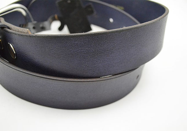 Navy Leather Belt (S-502)