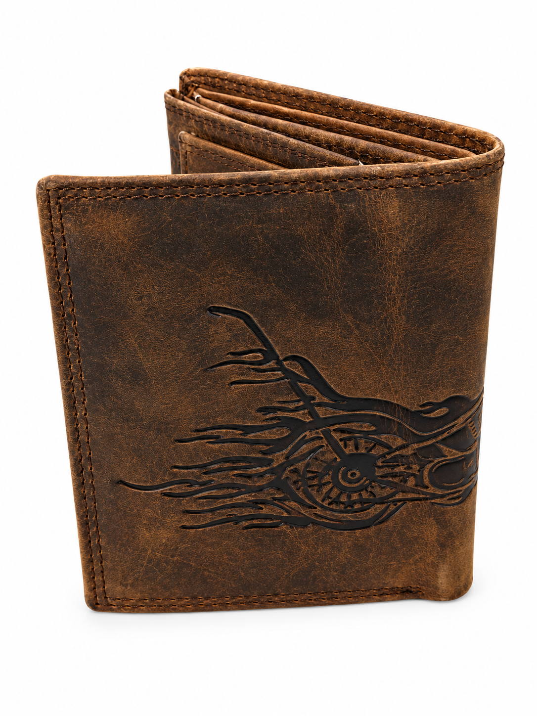 Men's Motorcycle Embossed Leather Wallet