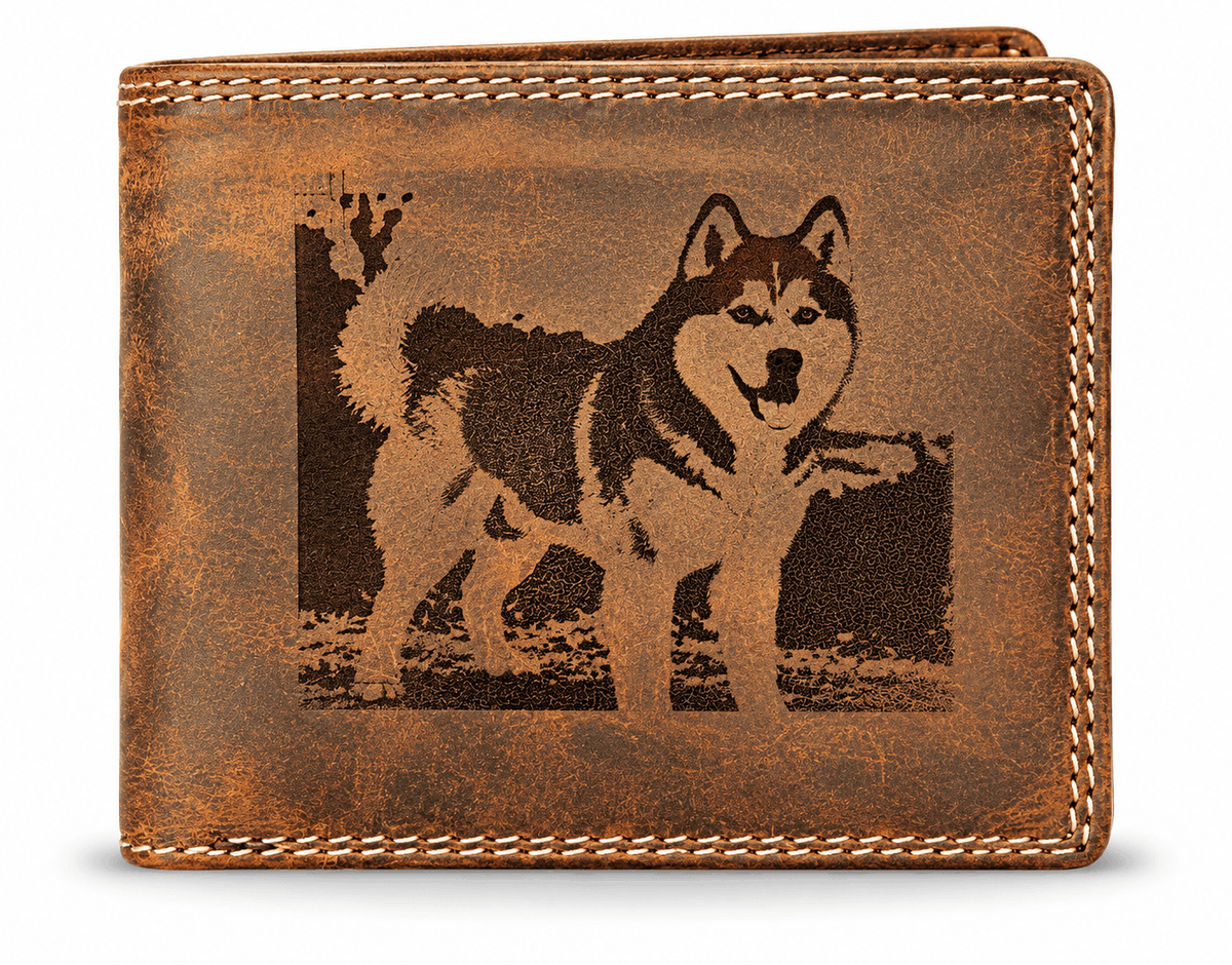 Brown Engraved Leather Wallet