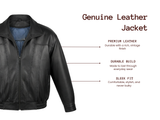 Single Collar Genuine Leather Bomber Jacket 