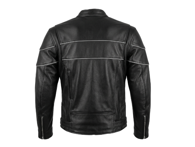 Men’s Grey Stripe Leather Jacket