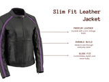 Purple Angel Wings Women Leather Jacket 