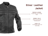 Men’s Plain Black Biker Leather Jacket
