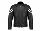 Men’s Stripe Biker Leather Jacket 