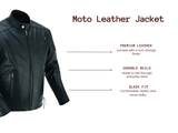  Men’s Black Classic Cowhide Moto leather Jacket