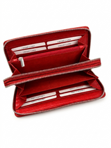 Red RFID Genuine Leather Wristlet Wallet