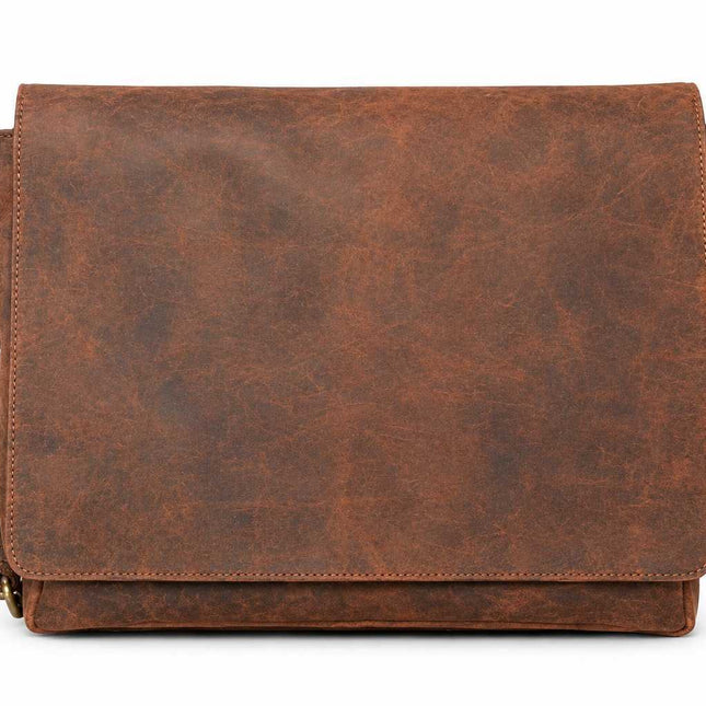 Rustic Brown Leather Messenger Bag