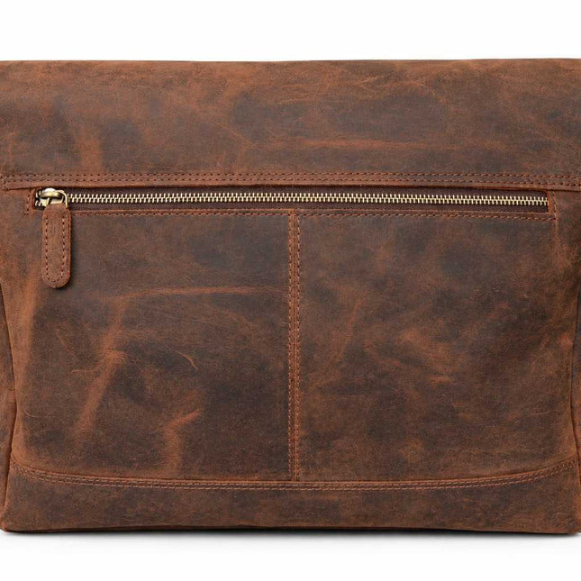Rustic Brown Leather Messenger Bag