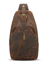 Brown Leather Sling Backpack for Men