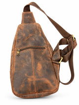 Brown Leather Sling Backpack for Men