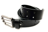 Double Hole Black Leather Belt (S-503)
