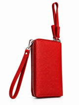 Red RFID Genuine Leather Wristlet Wallet