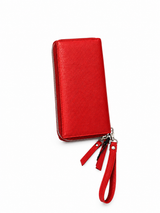 Red RFID Genuine Leather Wristlet Wallet