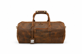 Hunter Leather Handbags: Handmade Vintage Brown Leather Duffel Bag for Travel