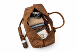 Hunter Leather Handbags: Handmade Vintage Brown Leather Duffel Bag for Travel