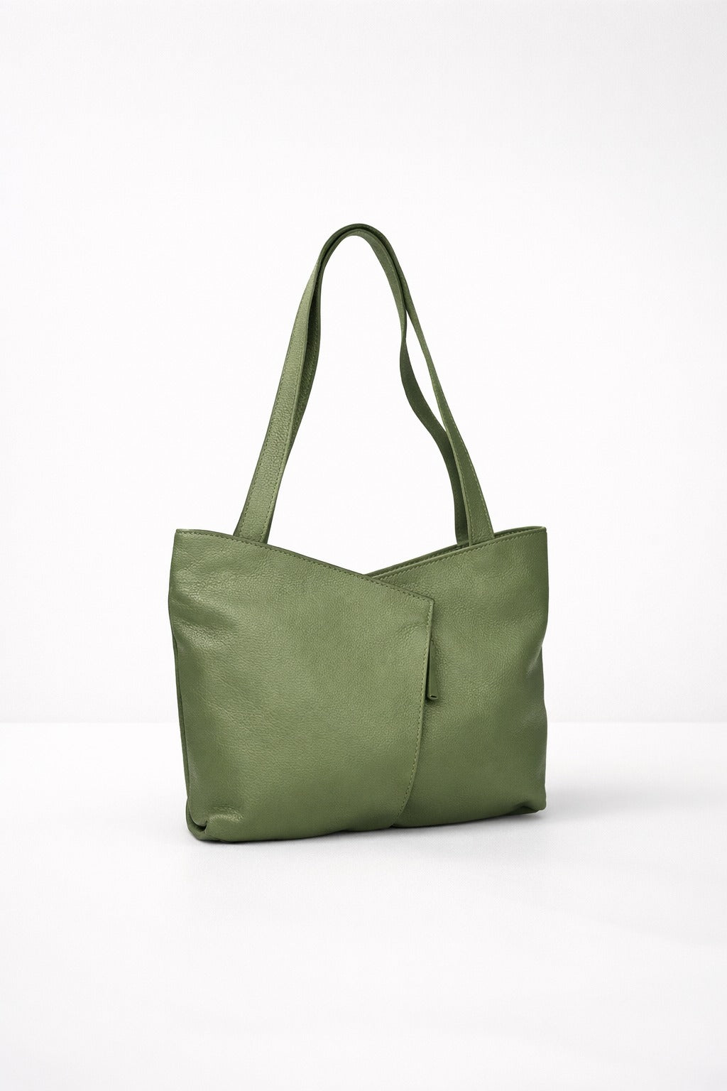 Leather Tote Bag (Olive) (SN-333)